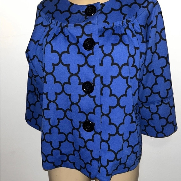 Grace Elements 3/4 Sleeve Jacket Royal Blue Black Lined New Size 14 - Picture 1 of 5